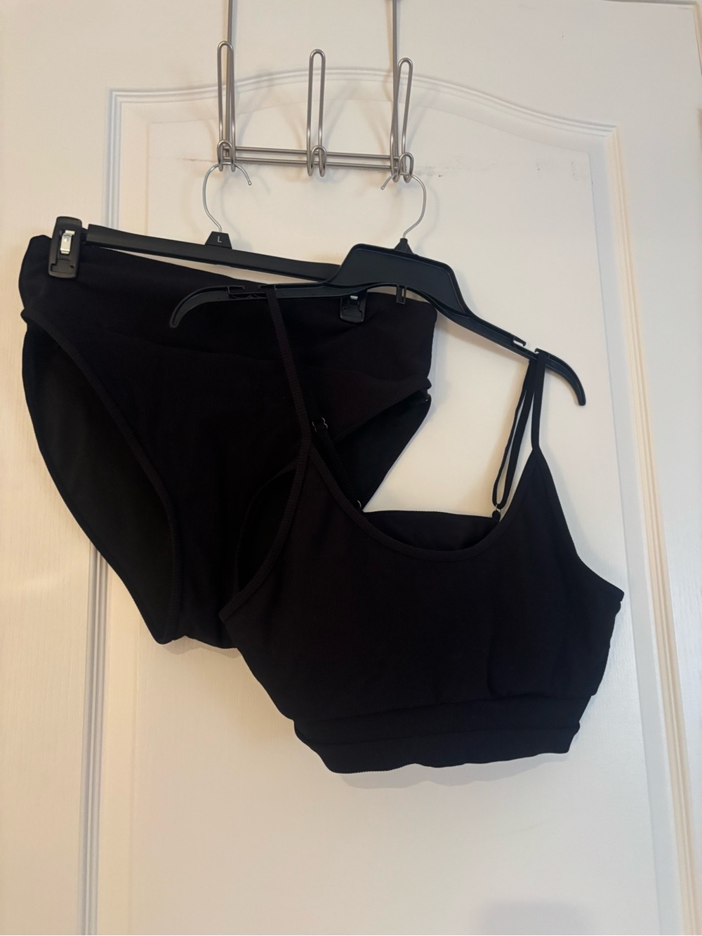 Classic Black Bikini Top and High-Waist Bottom Set